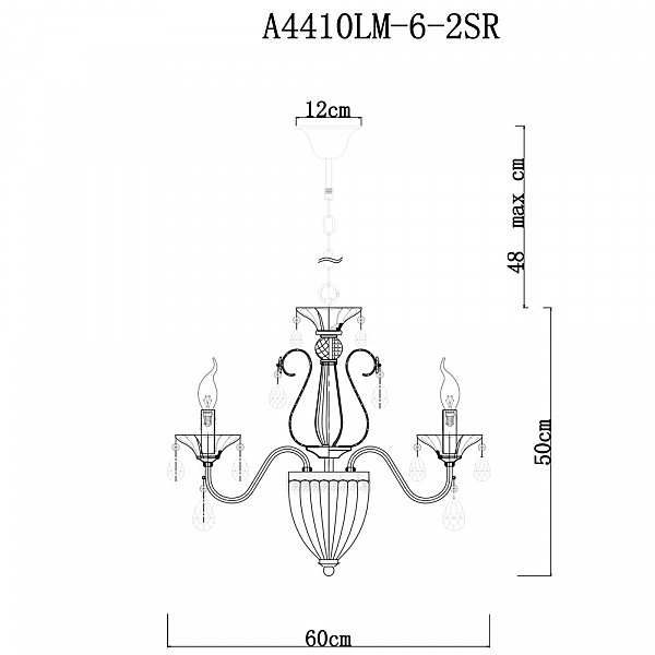 Подвесная люстра Arte Lamp SCHELENBERG A4410LM-6-2SR