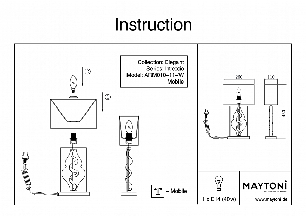 Настольная лампа Maytoni Intreccio ARM010-11-W