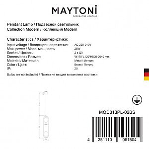 Светильник подвесной Maytoni Ring MOD013PL-02BS