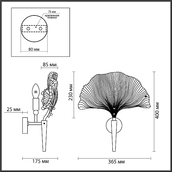 Настенное бра Odeon Light EXCLUSIVE Ventaglio 4870/1W