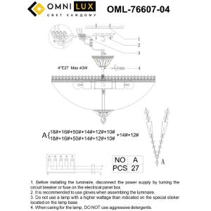 Потолочная хрустальная люстра Omnilux Syracuse OML-76607-04