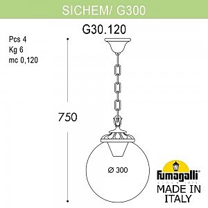 Уличный подвесной светильник Fumagalli Globe 300 G30.120.000.WZE27