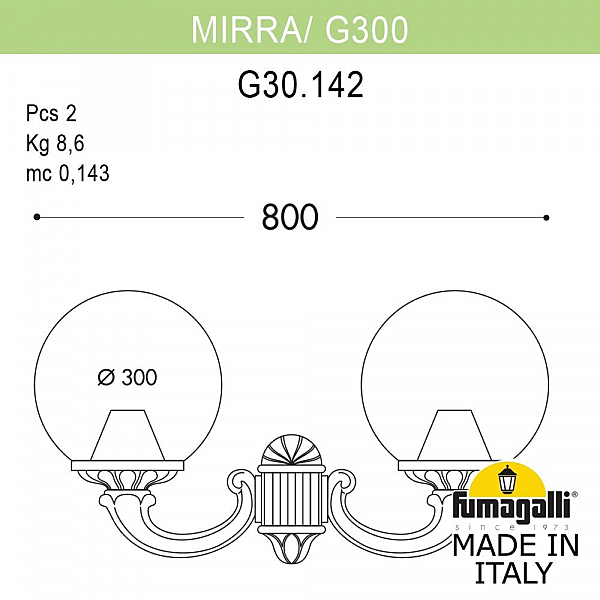 Уличный настенный светильник Fumagalli Globe 300 G30.142.000.WYE27