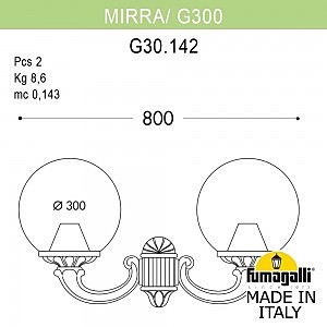 Уличный настенный светильник Fumagalli Globe 300 G30.142.000.WYE27