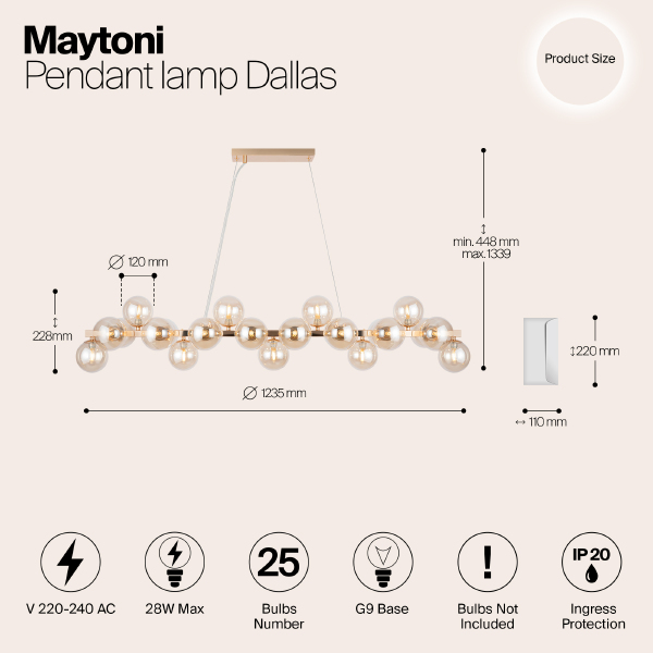 Подвесная люстра Maytoni Dallas MOD547PL-25G