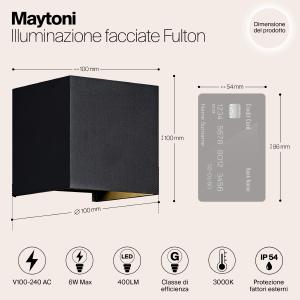 Уличный LED настенный светильник Maytoni Fulton O572WL-L6B