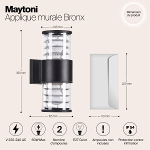 Уличный настенный светильник Maytoni Bronx O576WL-02B