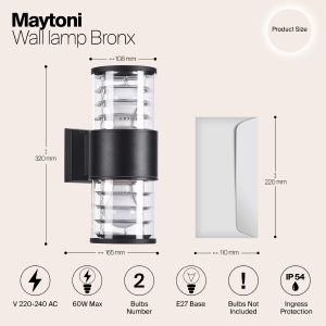 Уличный настенный светильник Maytoni Bronx O576WL-02B