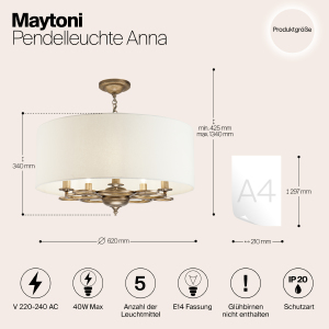 Подвесная люстра Maytoni Anna H007PL-05G