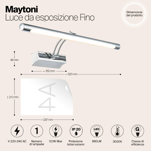 Подсветка зеркал и полок Maytoni Fino MIR003WL-L12CH