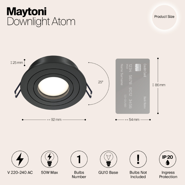 Встраиваемый светильник Maytoni Atom DL023-2-01B