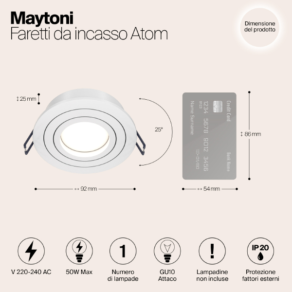 Встраиваемый светильник Maytoni Atom DL023-2-01W