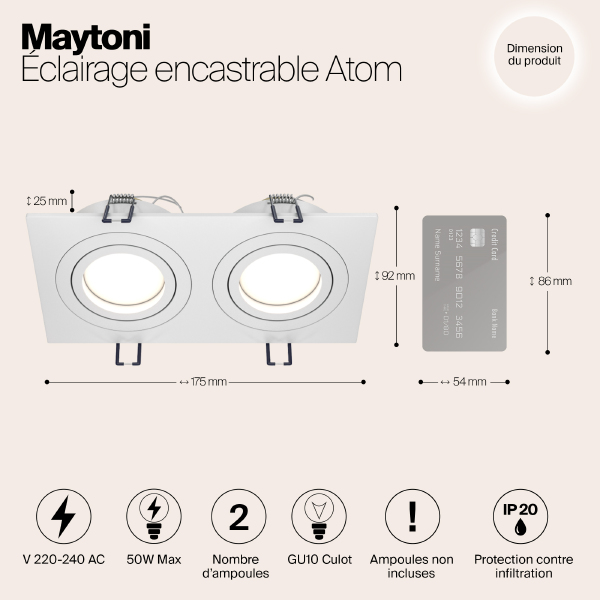 Встраиваемый светильник Maytoni Atom DL024-2-02W