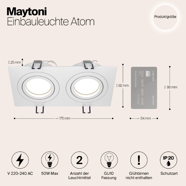 Встраиваемый светильник Maytoni Atom DL024-2-02W