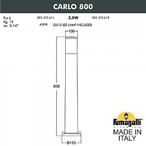 Уличный наземный светильник Fumagalli Carlo DR1.575.000.WXU1L