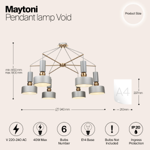 Подвесная люстра Maytoni Void MOD030PL-06GR