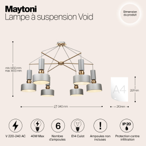 Подвесная люстра Maytoni Void MOD030PL-06GR