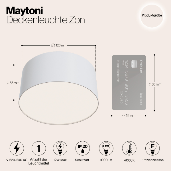 Потолочный светодиодный светильник Maytoni Zon C032CL-L12W4K