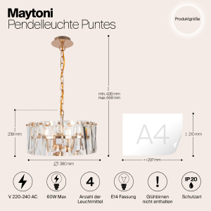 Подвесная хрустальная люстра Puntes Maytoni MOD043PL-04G