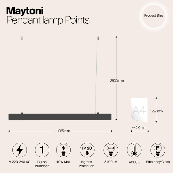 Светильник подвесной Maytoni Vinder P050PL-L40B4K