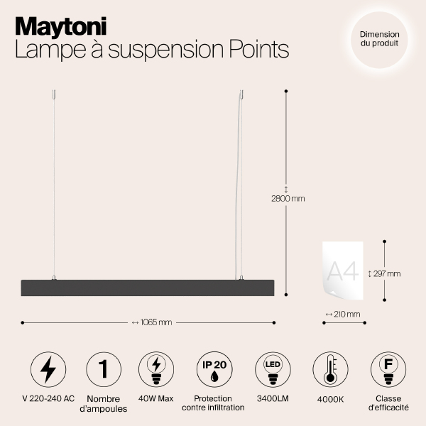 Светильник подвесной Maytoni Vinder P050PL-L40B4K