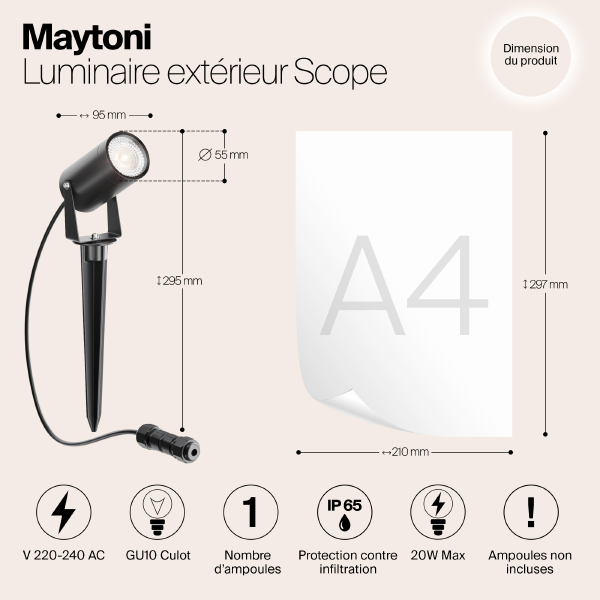 Грунтовый светильник Maytoni Scope O025FL-01B