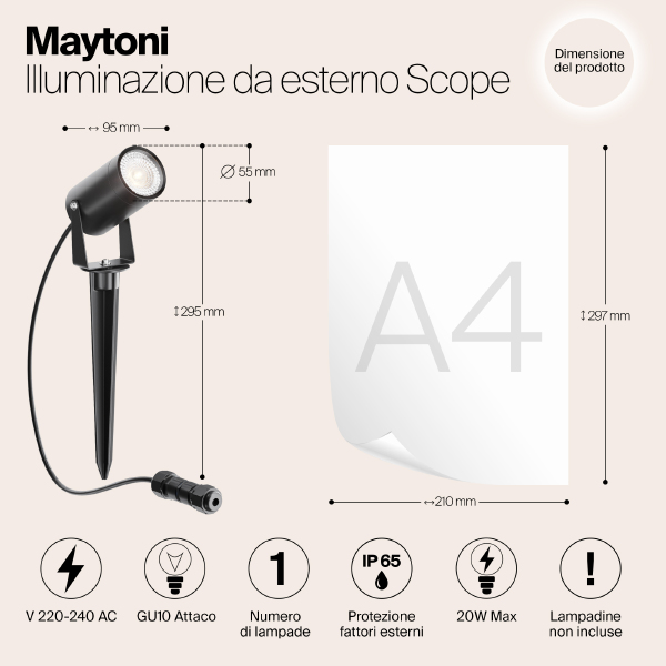 Грунтовый светильник Maytoni Scope O025FL-01B