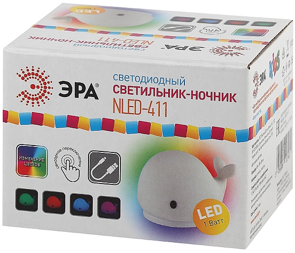 Детский ночник ЭРА NLED-411-1W-W