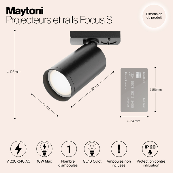 Трековый светильник Maytoni Focus S Unity TR020-1-GU10-B