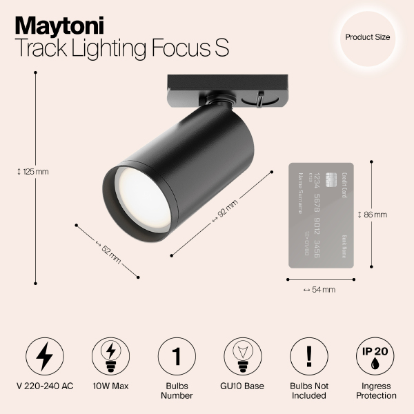 Трековый светильник Maytoni Focus S Unity TR020-1-GU10-B