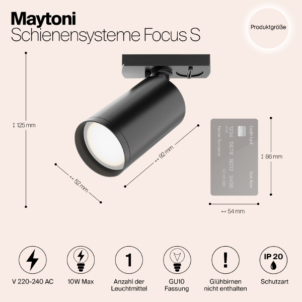 Трековый светильник Maytoni Focus S Unity TR020-1-GU10-B