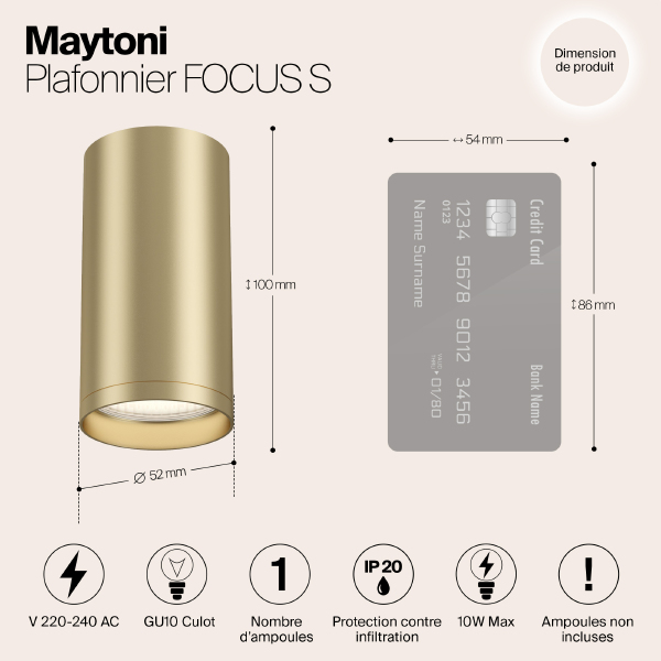 Накладной светильник Maytoni Focus S C052CL-01MG