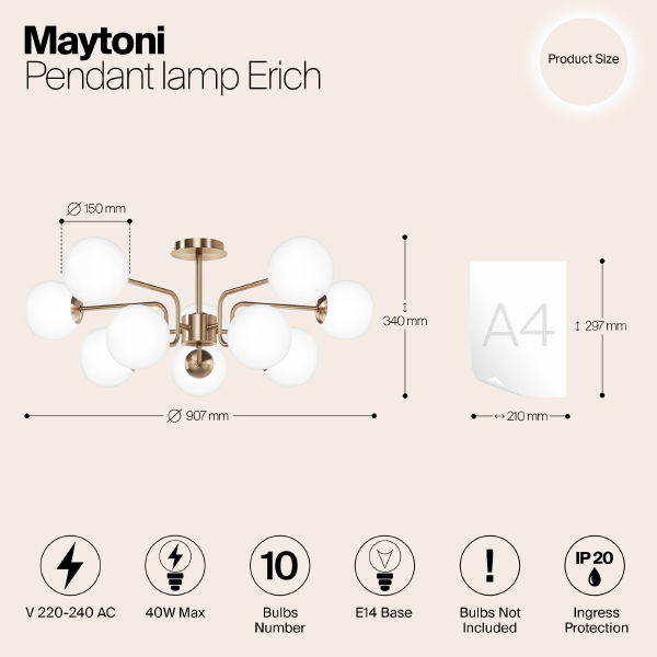 Потолочная люстра Maytoni Erich MOD221PL-10G