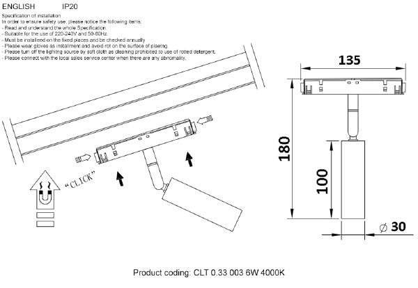 Трековый светильник Crystal Lux CLT 0.113 CLT 0.33 003 6W BL 4000K