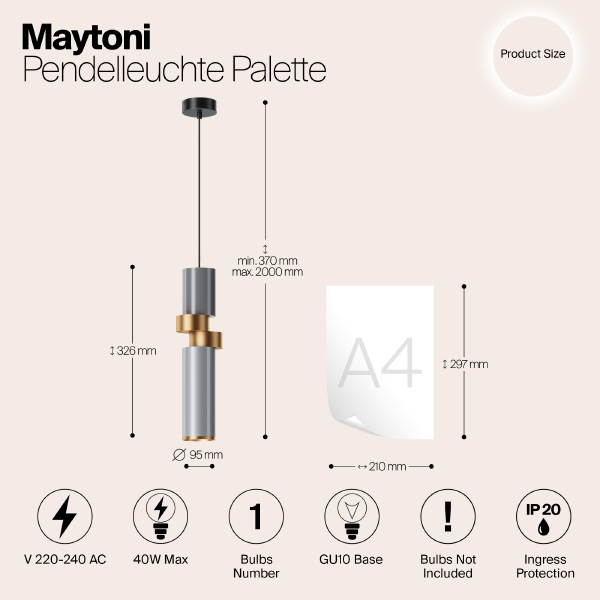 Светильник подвесной Maytoni Palette MOD303PL-01CFL2