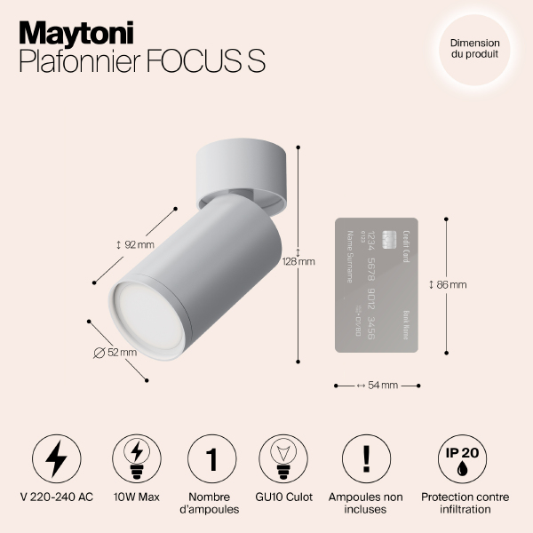 Светильник спот Maytoni Focus S C050CL-U-1W