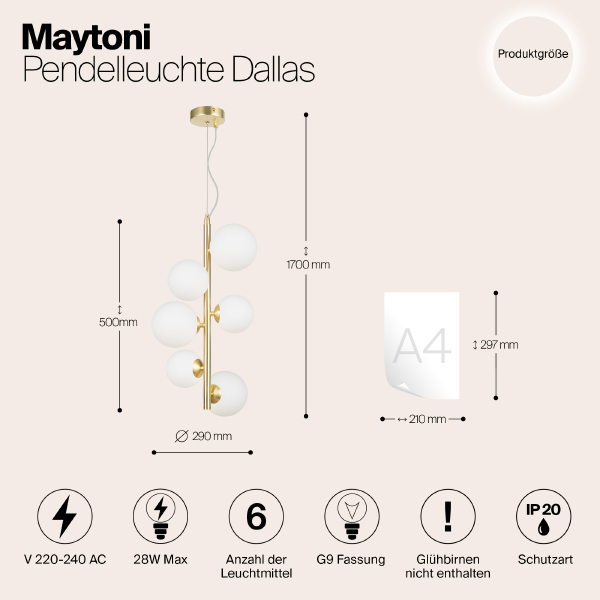 Подвесная люстра Maytoni Dallas MOD545PL-06BS