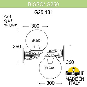 Уличный настенный светильник Fumagalli Globe 250 G25.131.000.AXF1R