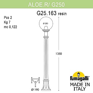 Уличный наземный светильник Fumagalli Globe 250 G25.163.000.WYF1R