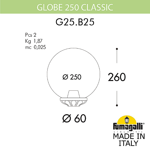 Консольный уличный светильник Fumagalli Globe 250 G25.B25.000.WZF1R