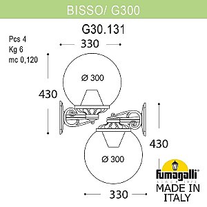 Уличный настенный светильник Fumagalli Globe 300 G30.131.000.AZF1R