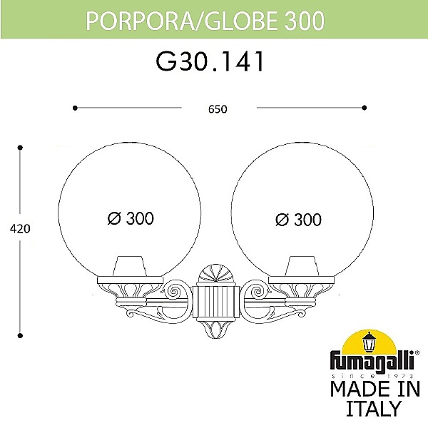 Уличный настенный светильник Fumagalli Globe 300 G30.141.000.AZF1R