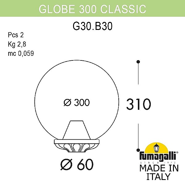 Консольный уличный светильник Fumagalli Globe 300 G30.B30.000.BYF1R