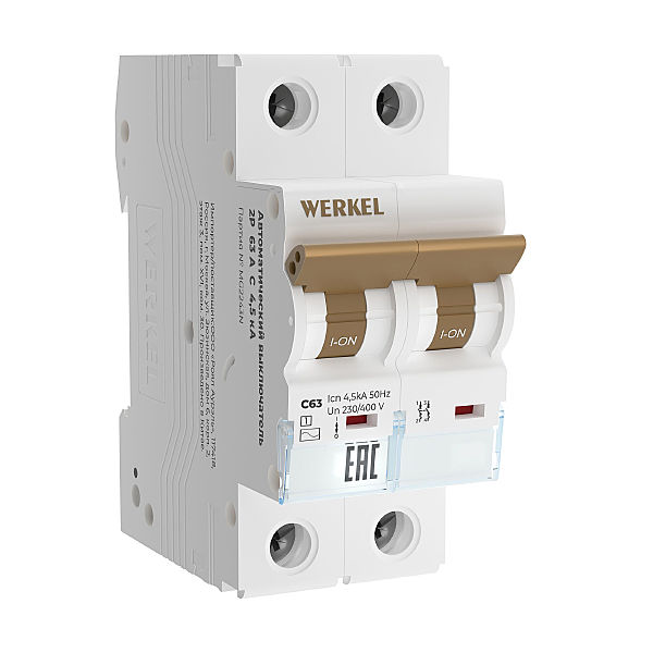 Автоматический выключатель Werkel W902P634 / Автоматический выключатель 2P 63 A C 4,5 кА
