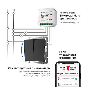 Выключатель Werkel W1122408/ Выключатель двухклавишный с самовозвратом (черный матовый)