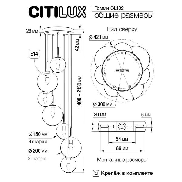 Светильник подвесной Citilux Томми CL102073