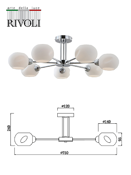 Потолочная люстра Rivoli Doris 2080-307