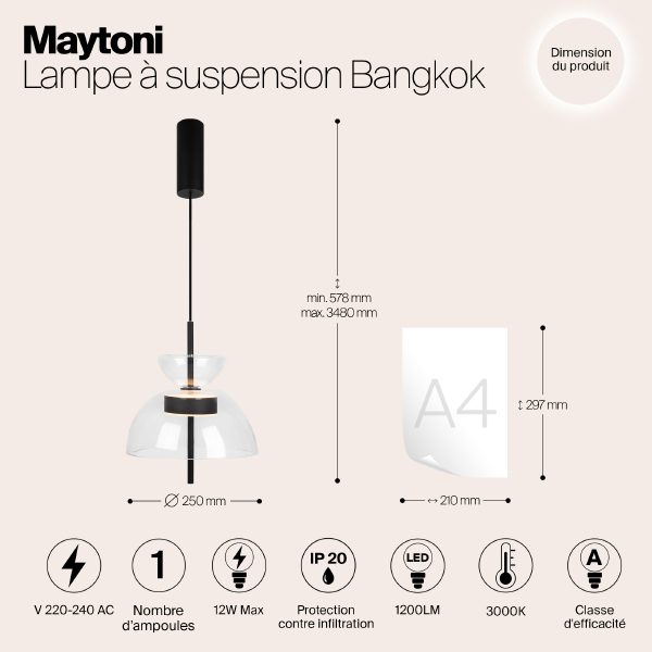 Светильник подвесной Maytoni Bangkok MOD185PL-L6B3K2