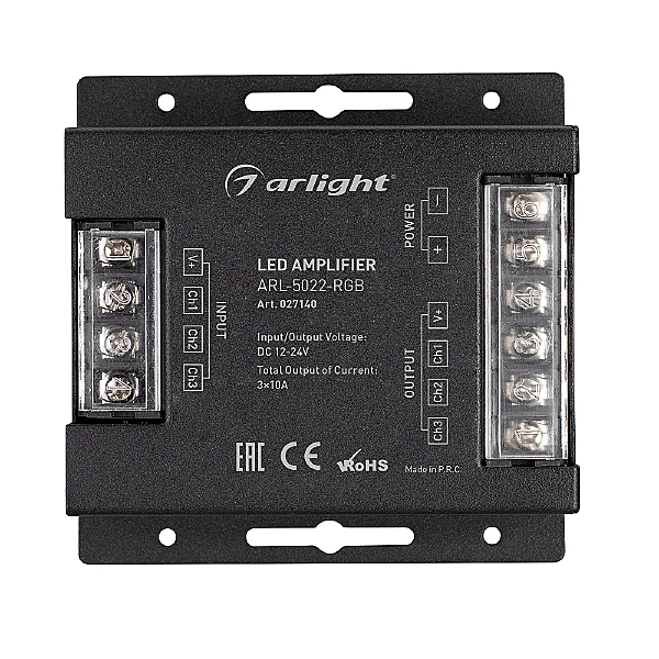 3-х канальный RGB усилитель для контроллеров (12-24VDC) Arlight 027140