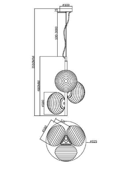 Подвесная люстра Maytoni Reels MOD268PL-03B